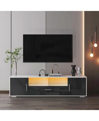 Simplie Fun 20 Minutes + Modern Tv Stand With Led Lights, High Glossy Front Tv Cabinet