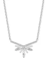 Enchanted Disney Fine Jewelry Diamond Elsa Snowflake Pendant Necklace (1/10 ct. t.w.) in Sterling Silver, 16" + 2" extender
