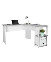 Simplie Fun Modern L-Shaped Desk With Side Shelves
