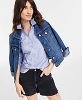 On 34th Women's Classic Denim Trucker Jacket, Created for Macy's