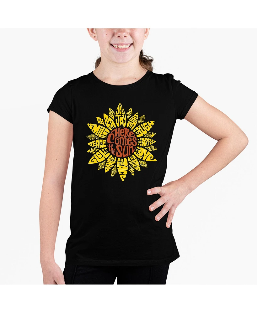 Big Girl's Word Art T-shirt - Sunflower