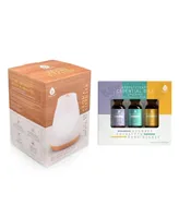 Pursonic Aromatherapy Usb Diffuser & Essential Oil Set- Top 3 Oils with 2 Mist Settings Changing Ambient Light Settings