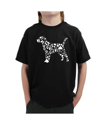 Big Boy's Word Art T-shirt - Dog Paw Prints