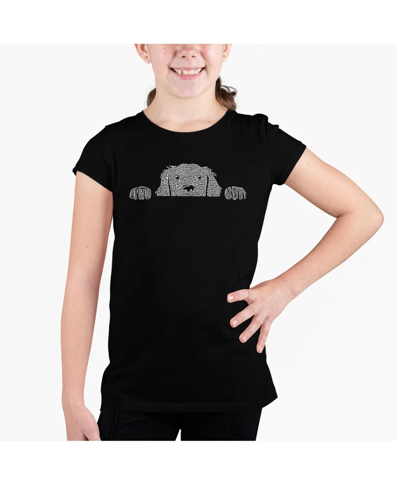 La Pop Art Girls Word T-shirt - Peeking Dog