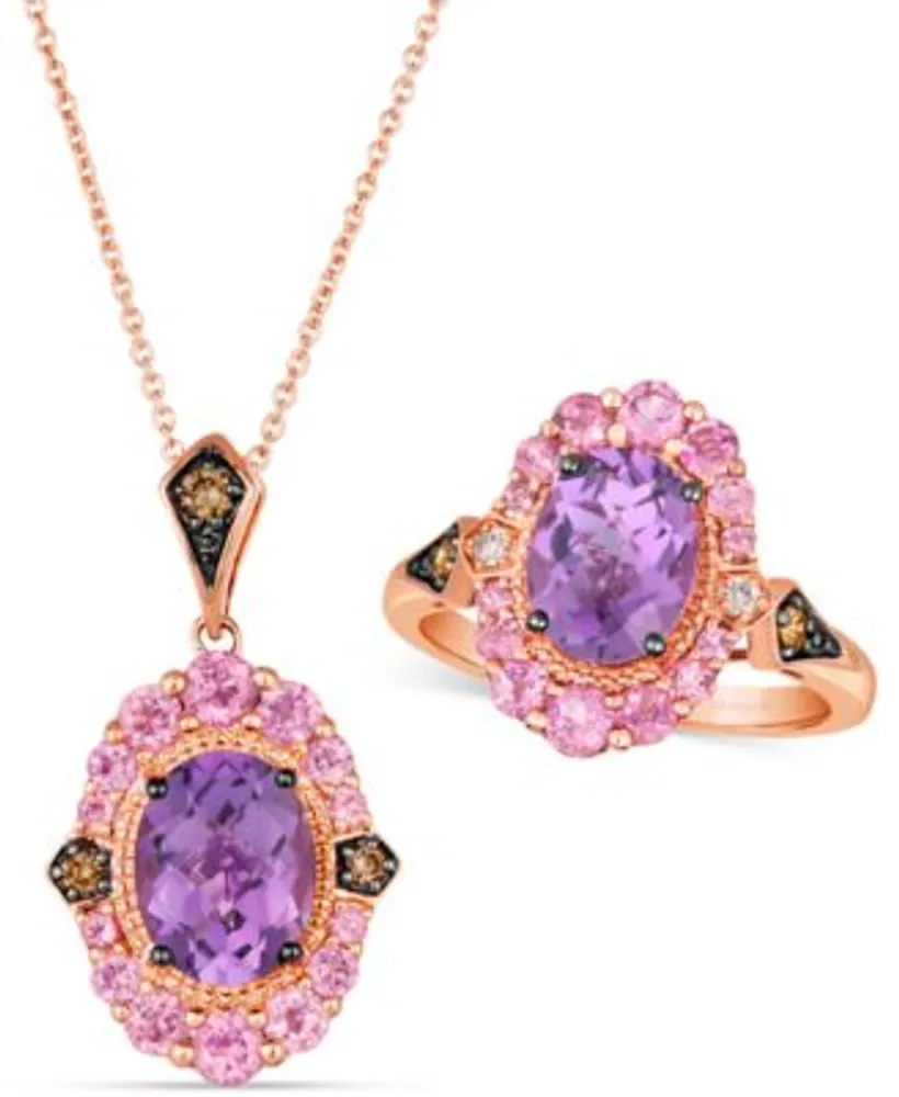 Le Vian Multi Gemstone 2 1 3 Ct. T.W. Diamond 1 8 Ct. T.W. Pendant Necklace Matching Ring Collection In 14k Rose Gold