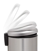 QualiaZero Two 1.6 Gallon Round Step On Trash Can Set, 2 Pieces, Stainless Steel, Twin Pack