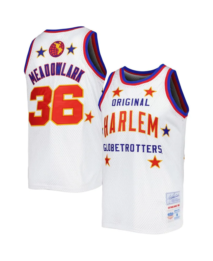 Men's Rings & Crwns Meadowlark Lemon White Harlem Globetrotters Swingman Jersey