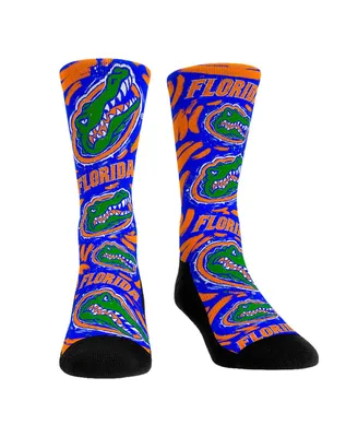 Men's and Women's Rock 'Em Socks Florida Gators Allover Logo and Paint Crew Socks