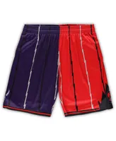Men's Mitchell & Ness Purple, Red Toronto Raptors Big and Tall Hardwood Classics Split Swingman Shorts
