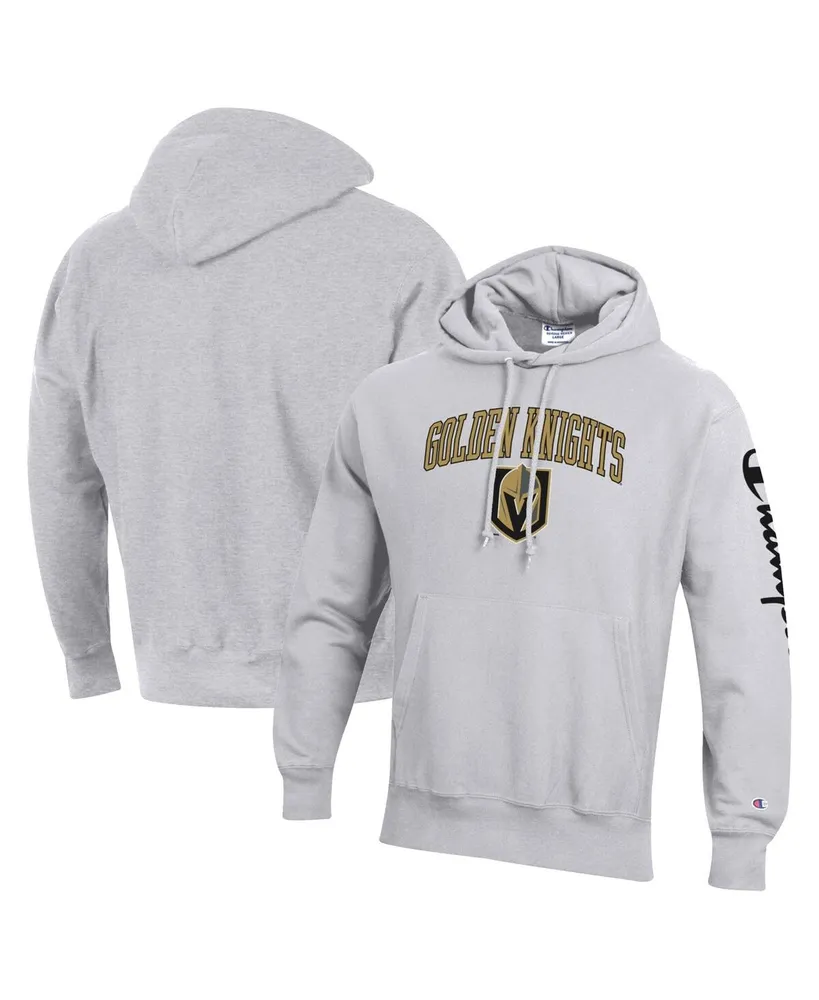 Men's Champion Heather Gray Vegas Golden Knights Reverse Weave Pullover Hoodie