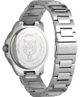 Plein Sport Men's Touchdown Silver-Tone Stainless Steel Bracelet Watch 44mm