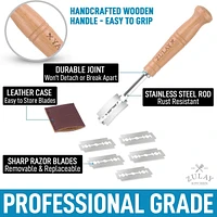 Zulay Kitchen Bread Lame Dough Scoring Tool - Hand Crafted Bread Scoring Tool to Cut Designs on Sourdough, Homemade Bread