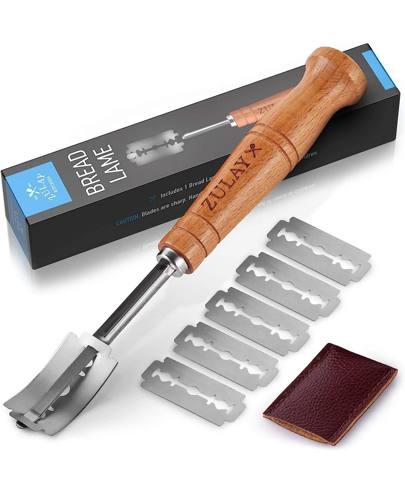 Zulay Kitchen Bread Lame Dough Scoring Tool - Hand Crafted Bread Scoring Tool to Cut Designs on Sourdough, Homemade Bread
