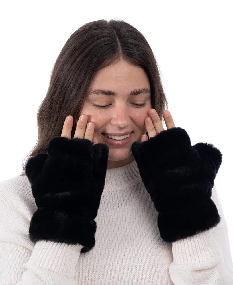 I.n.c. International Concepts Women's Fingerless Faux-Fur Gloves, Created for Macy's