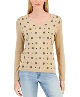 Tommy Hilfiger Women's Cotton Outline Heart Logo Sweater