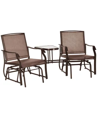 Outsunny Outdoor Glider Chairs with Coffee Table