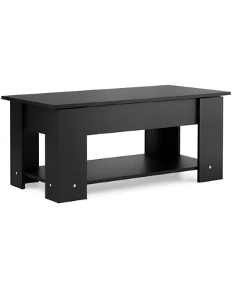 Lift Top Coffee Table Modern Accent Table w/Hidden Storage Compartment & Shelf