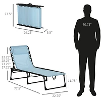 Outsunny Outdoor Folding Chaise Lounge Chair, Portable Lightweight Reclining Garden Sun Lounger with Four-Position Adjustable Backrest for Patio, Deck