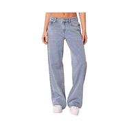 Edikted Women's Raelynn Washed Low Rise Jeans