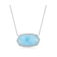 Sterling Silver Hexagon Larimar Necklace