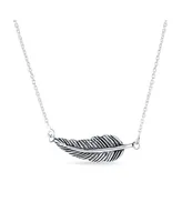 Bling Jewelry Native American Bohemian Feather Leaf Pendant Necklace in Sterling Silver