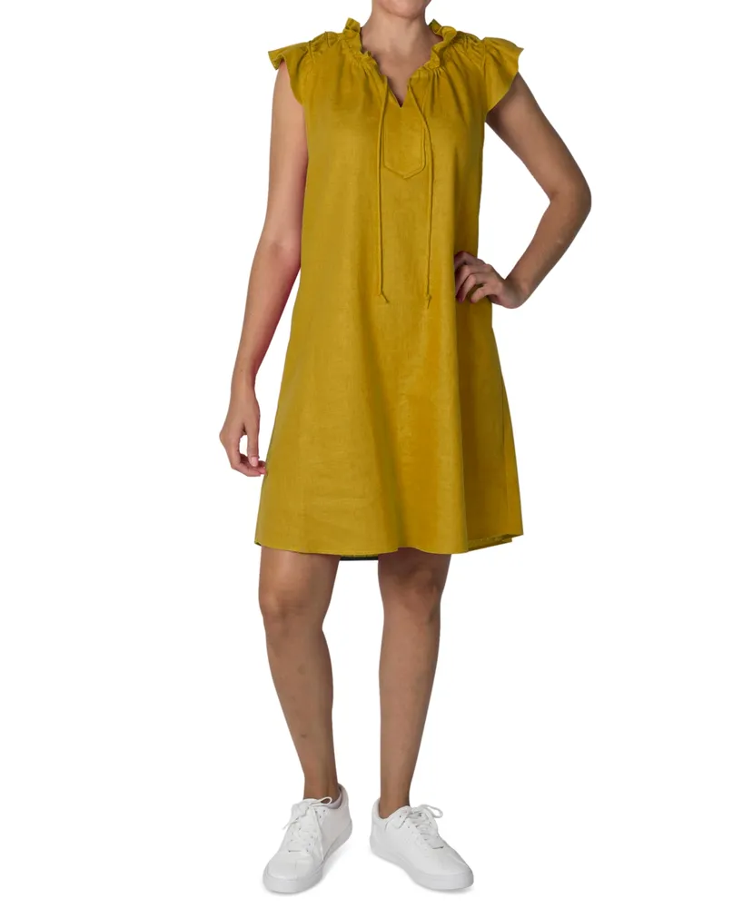 Robbie Bee Women's Split-Neck A-Line Dress