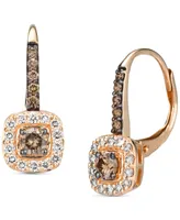 Le Vian Nude Diamond (1/4 ct. t.w.) & Chocolate (1/3 Halo Leverback Drop Earrings 14K Gold (Also Available Rose or Wh