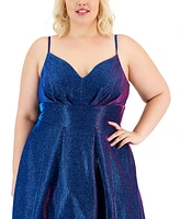 B Darlin Trendy Plus Glitter Fit & Flare Dress