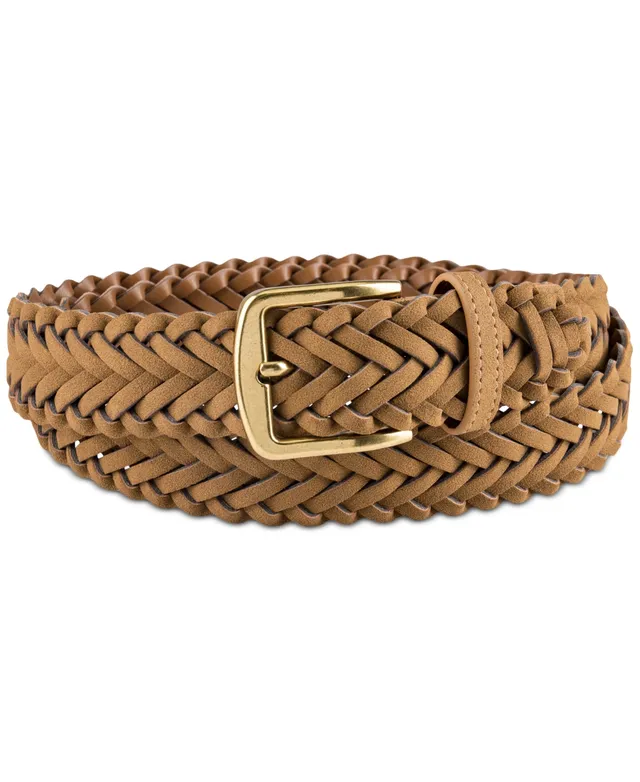 Club Room Men's Stretch Comfort Braided Belt with Faux-Leather