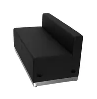 Emma+Oliver Modular Reception Loveseat With Brushed Stainless Steel Base Chair