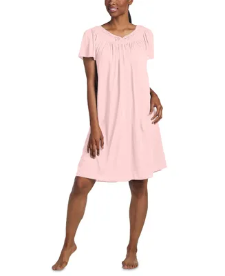 Miss Elaine Women's Short-Sleeve Embroidered Nightgown