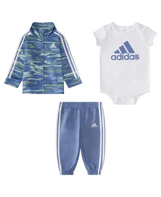 adidas Baby Boys Tricot Track Jacket, Bodysuit and Pants, 3 Piece Set