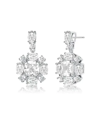 Rachel Glauber White Gold Plated Cubic Zirconia Accent Dangle Earrings