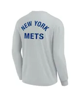 Men's and Women's Fanatics Signature Gray New York Mets Super Soft Long Sleeve T-shirt