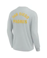 Men's and Women's Fanatics Signature Gray San Diego Padres Super Soft Long Sleeve T-shirt