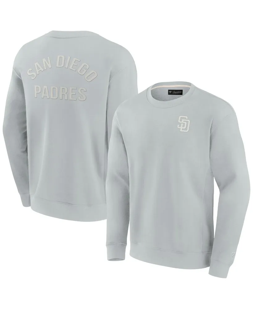 Men's and Women's Fanatics Signature Gray San Diego Padres Super Soft Pullover Crew Sweatshirt