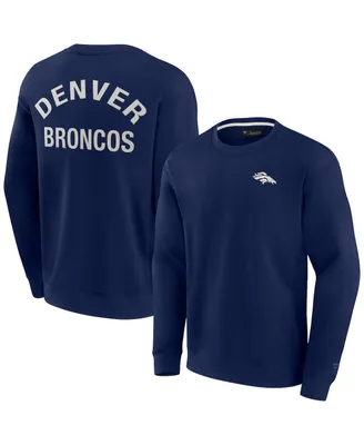 Men's and Women's Fanatics Signature Navy Denver Broncos Super Soft Pullover Crew Sweatshirt