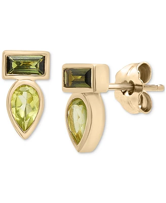 Audrey by Aurate Peridot (3/8 ct. t.w.) & Green Tourmaline (1/3 Bezel Stud Earrings Gold Vermeil (Also available Morganite Pink Topa