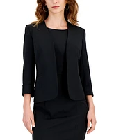 Kasper Women's Stretch Crepe Open-Front Roll-Sleeve Jacket, Regular & Petite