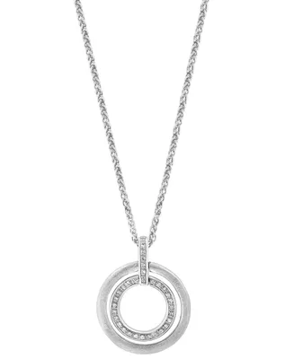 Effy Diamond Double Circle 18" Pendant Necklace (1/10 ct. t.w.) in Sterling Silver