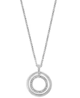 Effy Diamond Double Circle 18" Pendant Necklace (1/10 ct. t.w.) in Sterling Silver