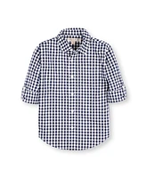 Hope & Henry Boys Organic Long Sleeve Stretch Poplin Roll-Up Button Down Shirt