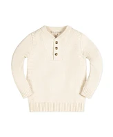 Hope & Henry Baby Boys Organic Long Sleeve Henley Pullover Sweater with Rib Details