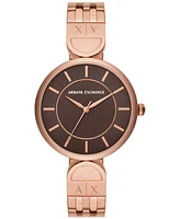 A|X Armani Exchange Women's Quartz Three Hand Rose Gold-Tone Stainless Steel Watch 38mm