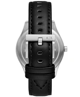 A|X Armani Exchange Men's Quartz Multifunction Black Leather Watch 42mm