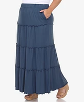White Mark Plus Tiered Maxi Skirt
