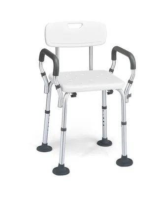 Shower Chair Bathtub Adjustable Height Bench w/ Removable Armrests & Back