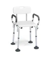 Costway Shower Chair Bathtub Adjustable Height Bench w/ Removable Armrests & Back