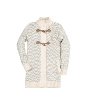 Hope & Henry Girls Long Sleeve Toggle Sweater Coat with Zipper
