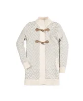 Hope & Henry Girls Long Sleeve Toggle Sweater Coat with Zipper